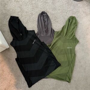 Men’s Sleeveless Hooded Tops - Black, Gray, and Green